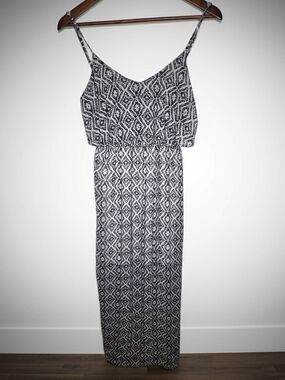 Delirious Los Angeles Geometric Print Spaghetti Strap Blouson Maxi Dress Sz M